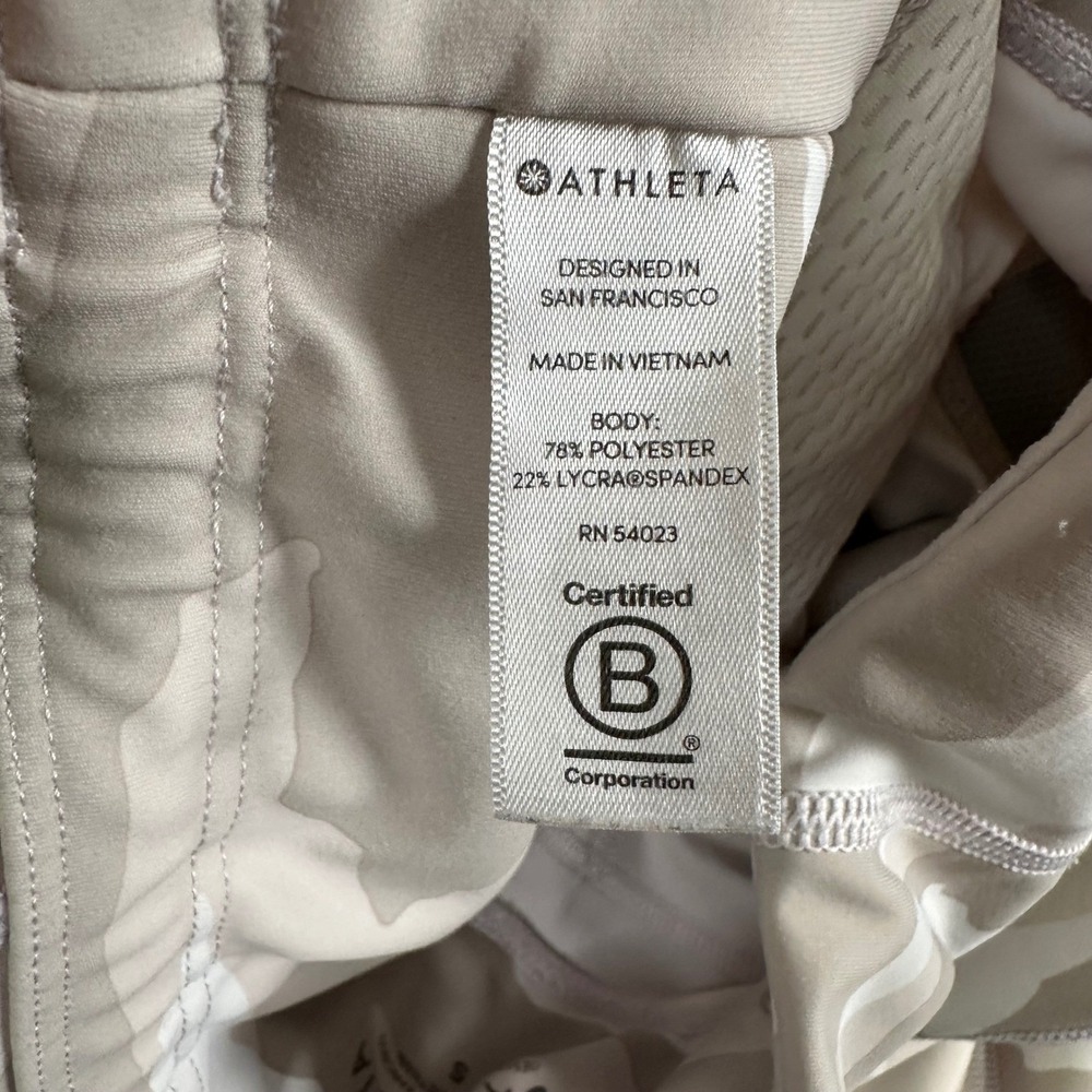 Athleta Camo Contender 7/8 Powerlift Leggings Womens Small White Tan‎ Pockets - Picture 5 of 11